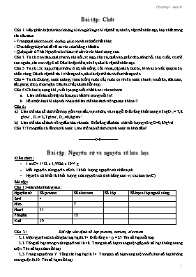 Bài tập Chương I môn Hóa học 8